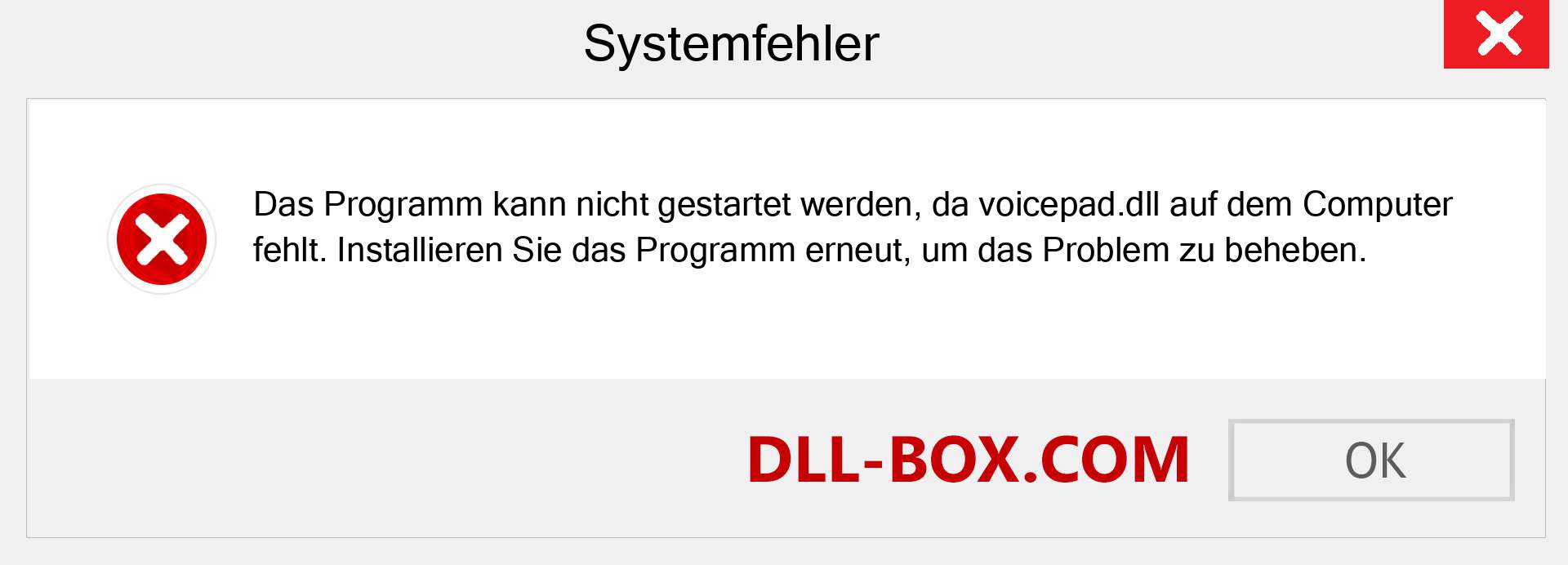 voicepad.dll-Datei fehlt?. Download für Windows 7, 8, 10 - Fix voicepad dll Missing Error unter Windows, Fotos, Bildern