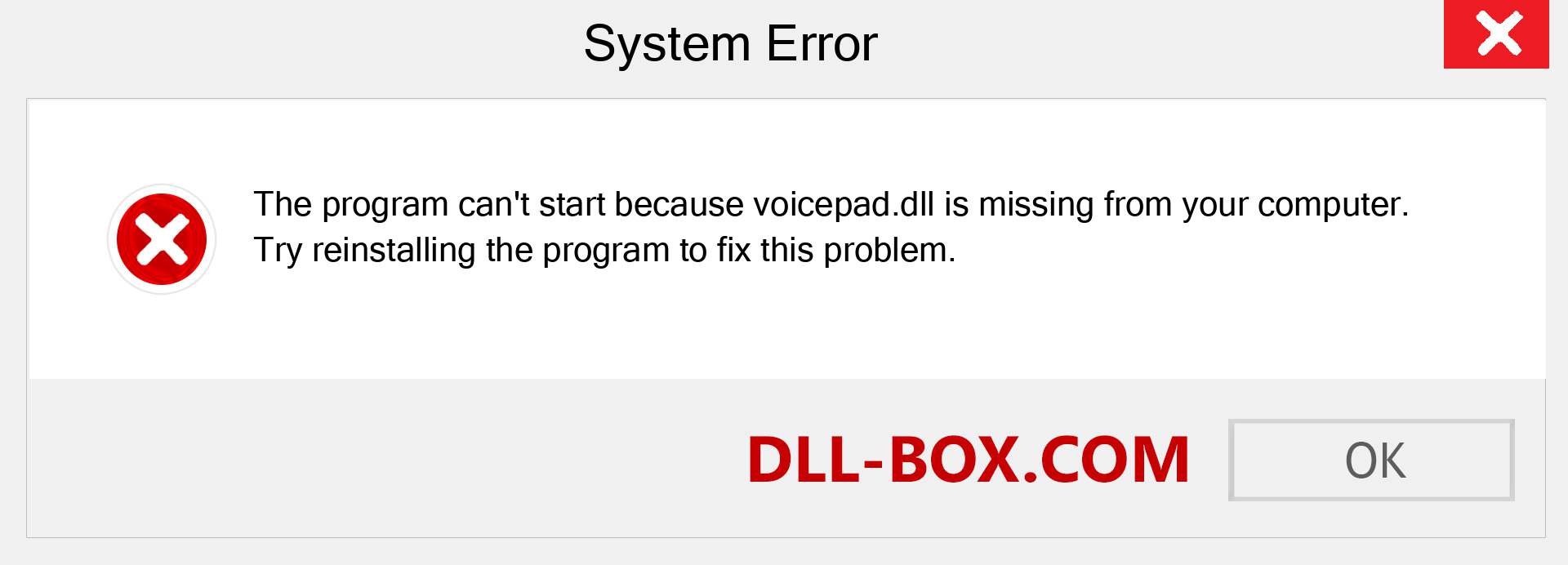  voicepad.dll file is missing?. Download for Windows 7, 8, 10 - Fix  voicepad dll Missing Error on Windows, photos, images